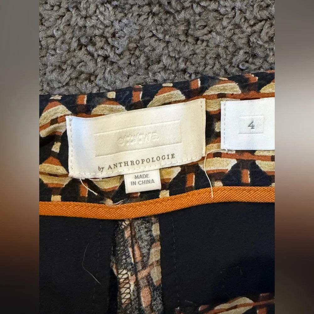 Anthropologie ETT:TWA Metzner Wide leg Geometric Print Belted Pant size Womens 4 - Picture 4 of 6